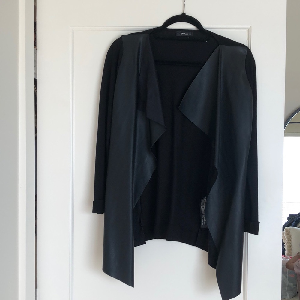 Zara knit/leather cardigan